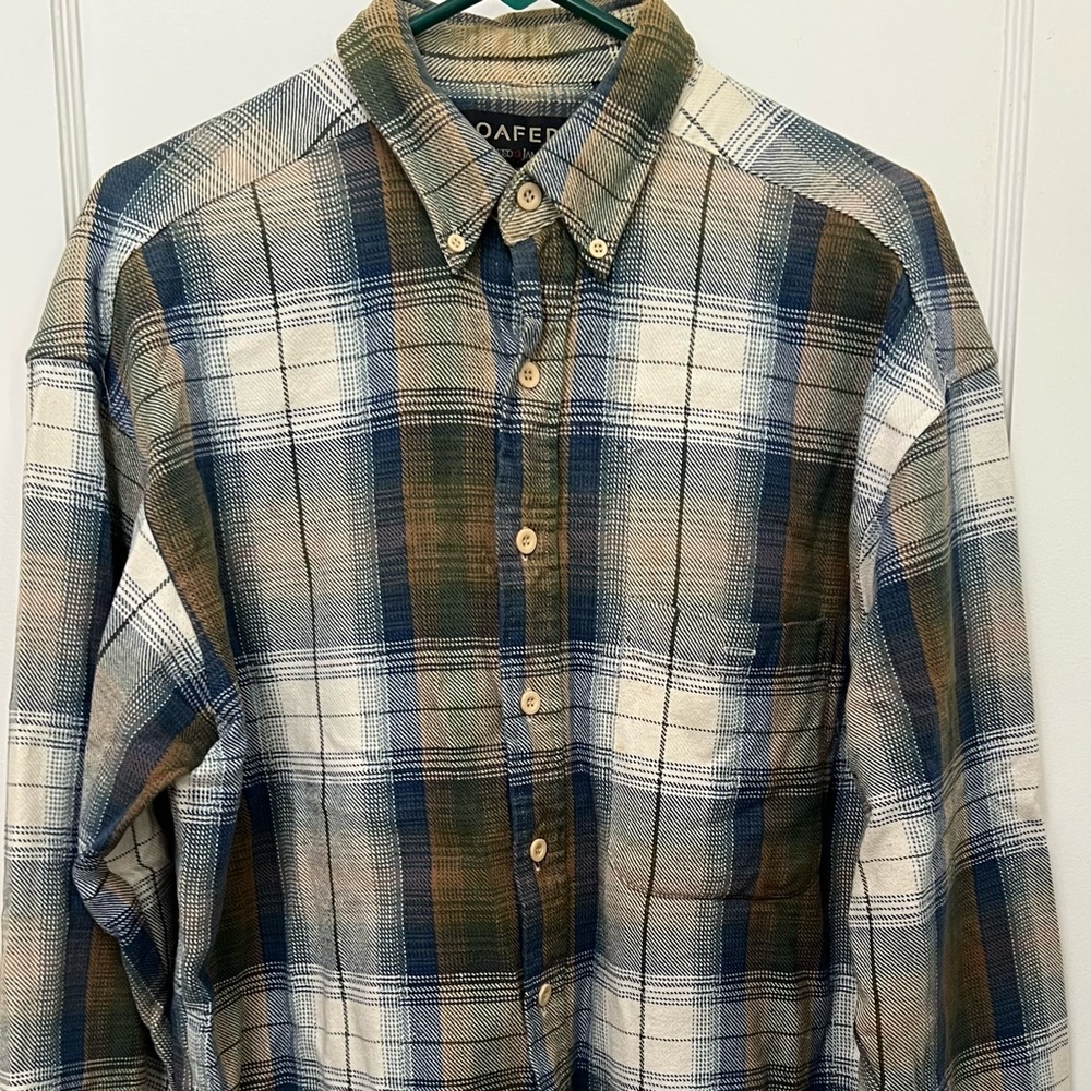 Reed James Loafers Plaid Long Sleeve Button Chest Pocket Shirt Sz Large